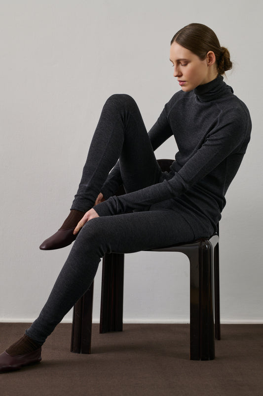 Legging Gill - Gris Chiné Foncé - Laine - Femme