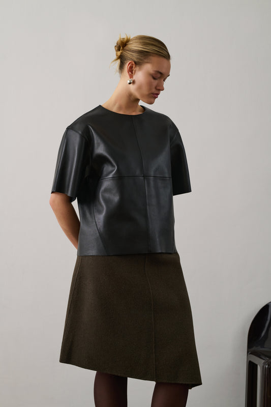 Blouse Frieda - Noir - Cuir - Femme