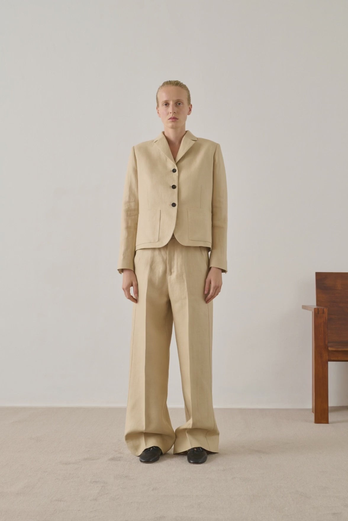 Pantalon Hippolyte - Beige Poudre - Lin - Femme vue 6